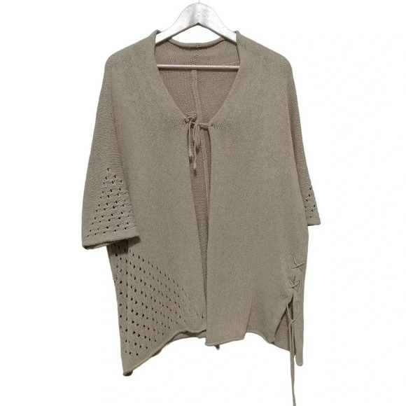 Unbranded Linen Blend 1/2 Sleeves Knit Cardigan  Tie  Side  Sz XL - Picture 1 of 9